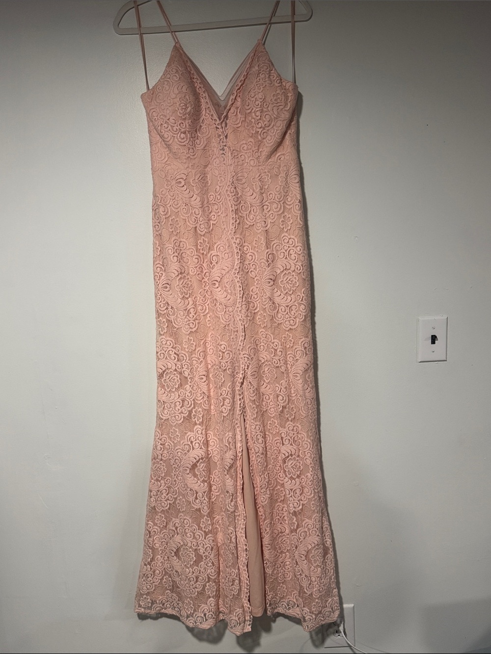 Blush Lace Spaghetti-Strap Dress